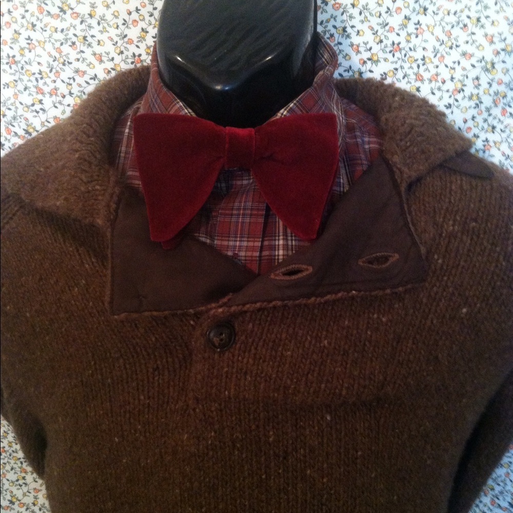 Wine colored Velvet retro Bow tie